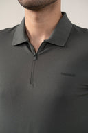 PERFORMANCE ZIPPER GREEN POLO SHIRT