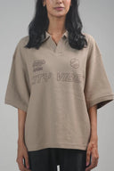 Oversized Polo Shirt (City Vibes) - Brown