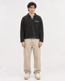 Long Sleeve Henley - Washed Black "Grateful"
