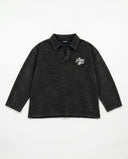 Long Sleeve Henley - Washed Black "The Sunday Affair"