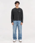 Long Sleeve Henley - Washed Charcoal "Future"
