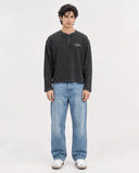 Long Sleeve Henley - Washed Charcoal "Future"