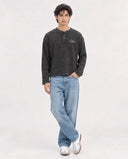 Long Sleeve Henley - Washed Charcoal "Future"