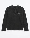 Long Sleeve Henley - Washed Charcoal "Future"