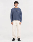 Long Sleeve Henley - Washed Navy "Future"