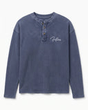 Long Sleeve Henley - Washed Navy "Future"