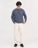 Long Sleeve Henley - Washed Navy "Future"
