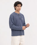 Long Sleeve Henley - Washed Navy "Future"