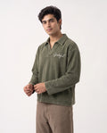 Long Sleeve Henley - Olive "Grateful"
