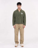 Long Sleeve Henley - Olive "The Sunday Affair"