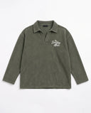 Long Sleeve Henley - Olive "The Sunday Affair"