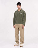 Long Sleeve Henley - Olive "The Sunday Affair"