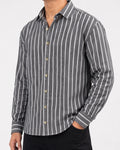 Full Sleeve Shirt - Grey/White Stripes 212