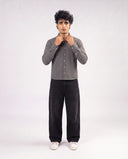 Full Sleeve Shirt - Grey/White Horizontal Stripes 213