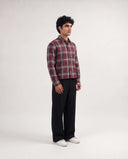 Full Sleeve Button Down Shirt - Maroon Plaid 215